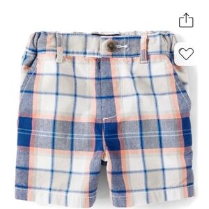The Children's Place Baby Boys Plaid Chino Shorts in Coral Sea